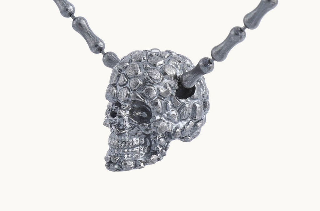 Necklace LivingSkull Men Silver Skulls & Bones Chain