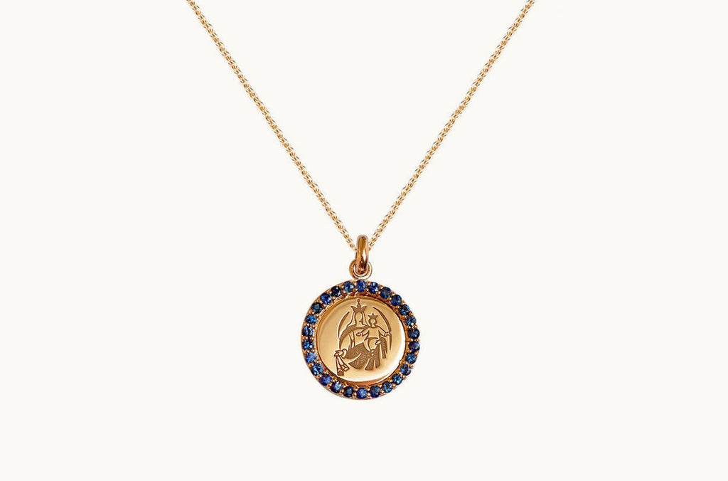 Medal Our Lady of Mount Carmen | Virgen del Carmen Gold & Blue Sapphires