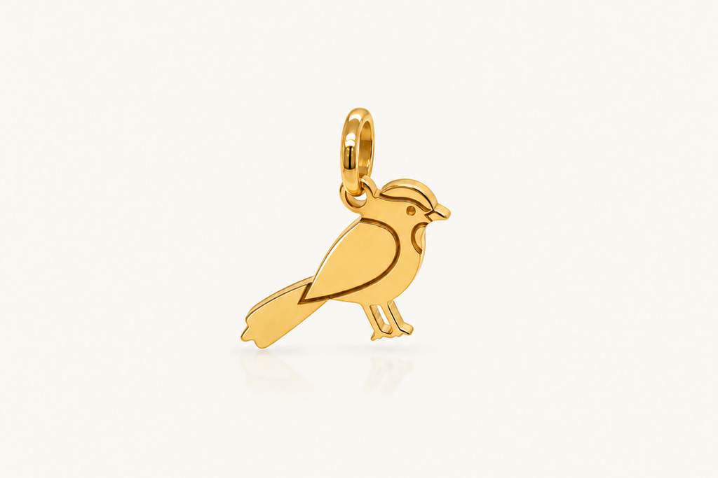 Pendant 14kt Yellow Gold Bird Bam Mahjong