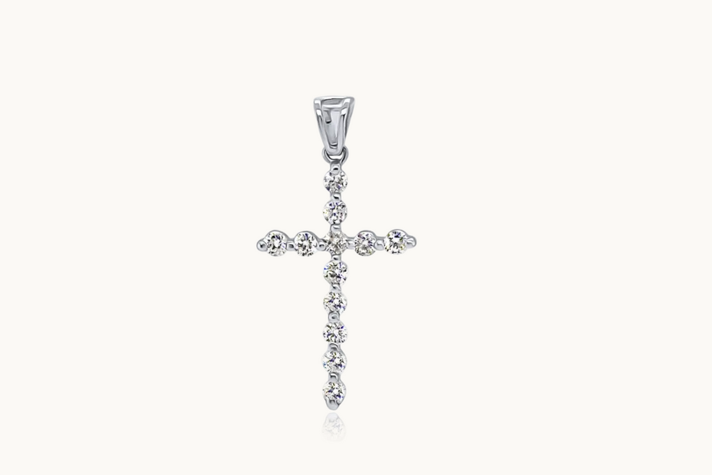 Pendant 18kt Gold & Round Diamonds Cross 0.36cts