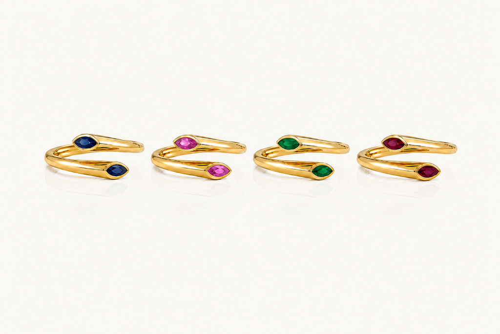Ring 14kt Gold Spring Marquises Shape Gems