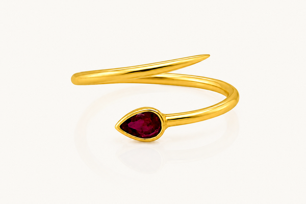 Ring 14kt Gold Spring Pear Shape Ruby
