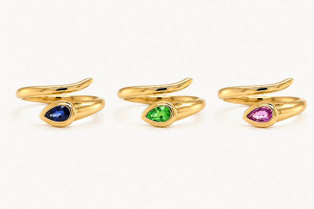 Ring 14kt Gold Spring Pear Shape Gems