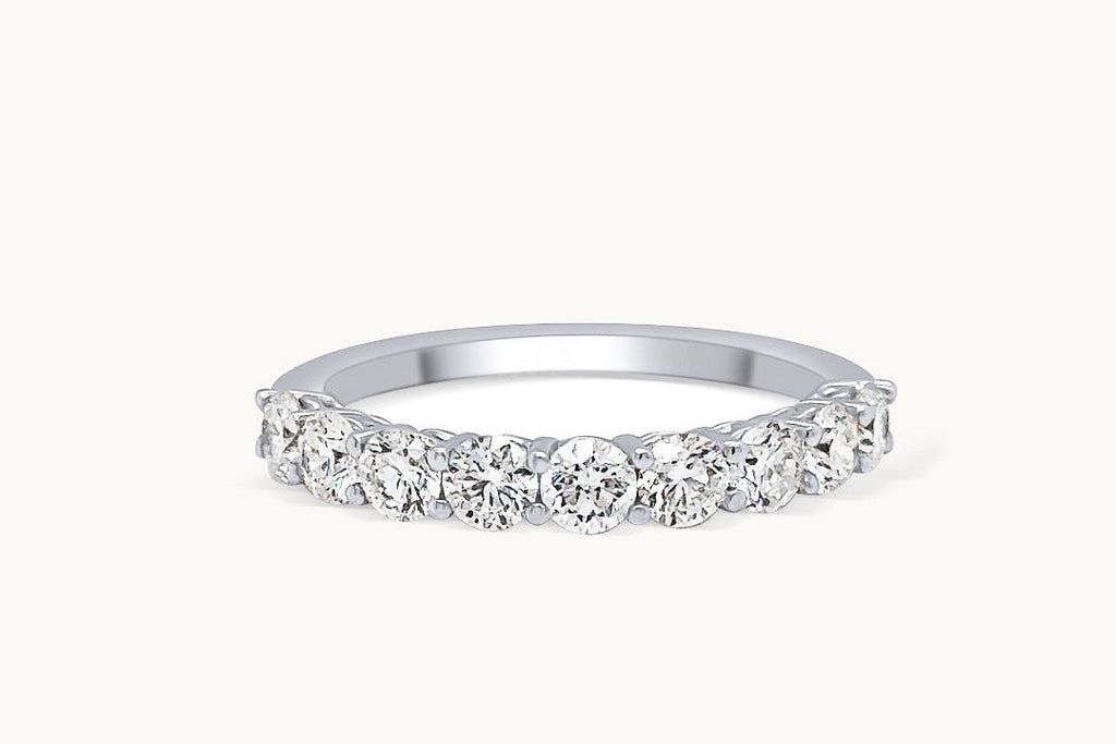 Ring 18Kt Gold Half Band 9 Diamonds 1.11 cts