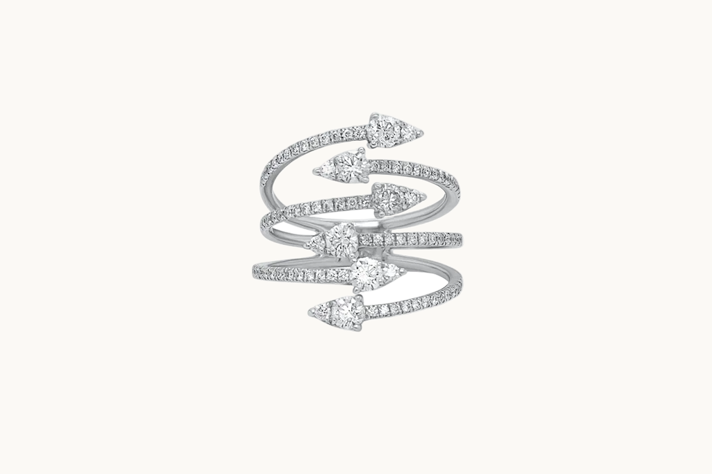 Ring 18kt Gold Open Multiband with Round Diamonds