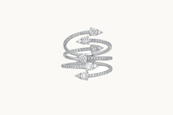 Ring 18kt Gold Open Multiband with Round Diamonds
