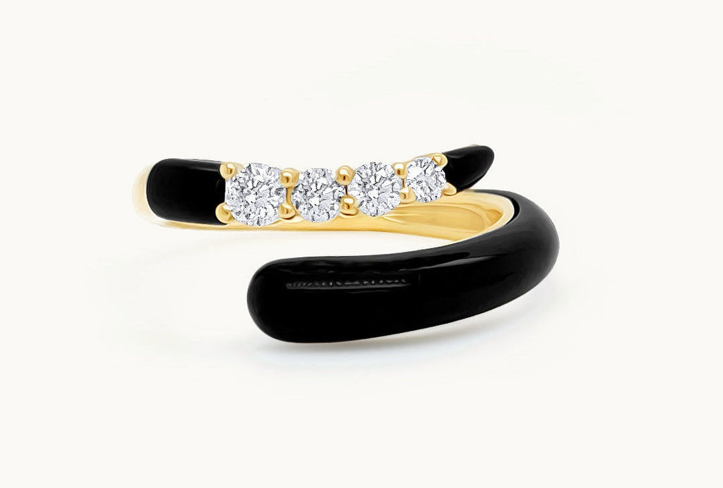 Ring 18kt Gold Open Agate & Diamonds