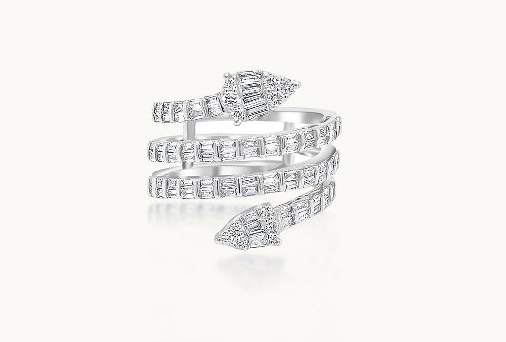 Ring 18kt Gold Spiral Mixed-Cut Diamonds