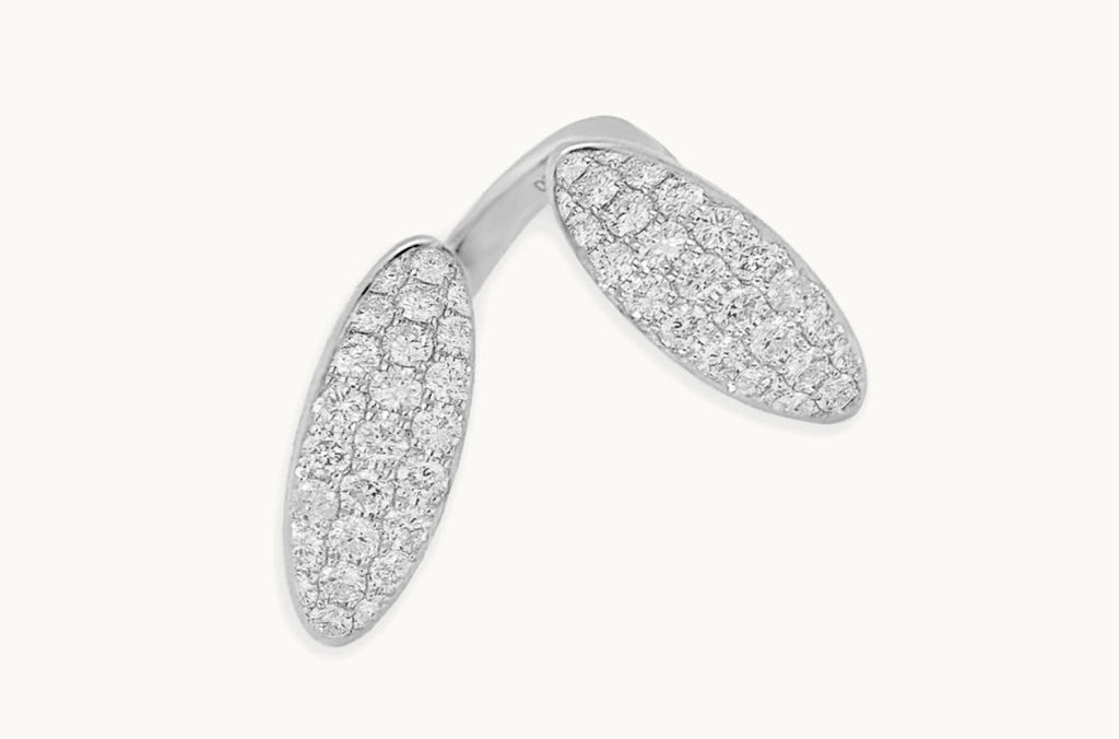 Ring 18kt Gold You & I Oval Pave Diamonds