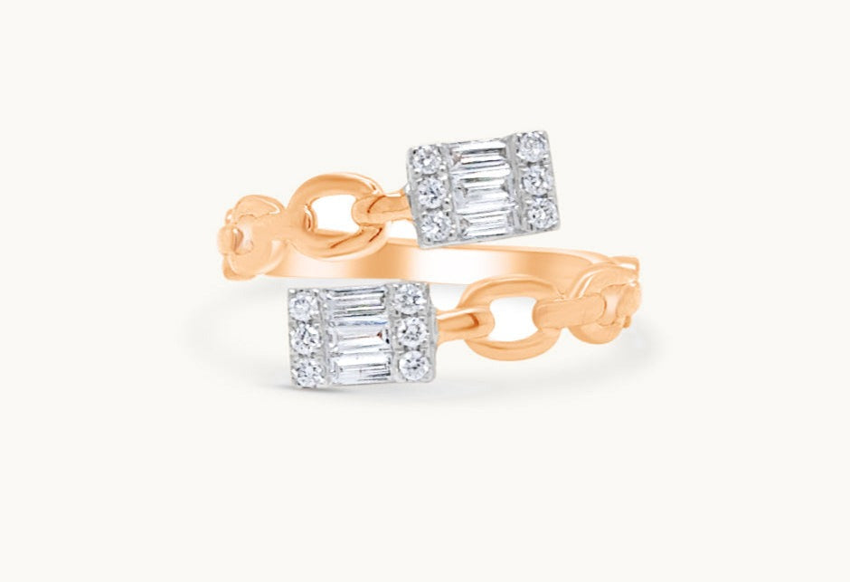 Ring 18kt White and Rose Gold You and Me Illusion Diamonds