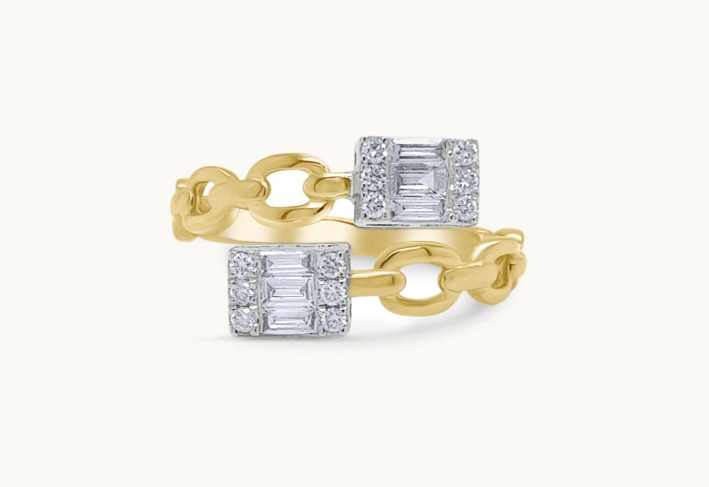 Ring 18kt White and Yellow Gold You and Me Illusion Diamonds