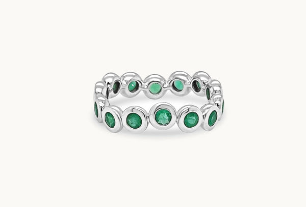 Ring 18kt White Gold & Round Emeralds