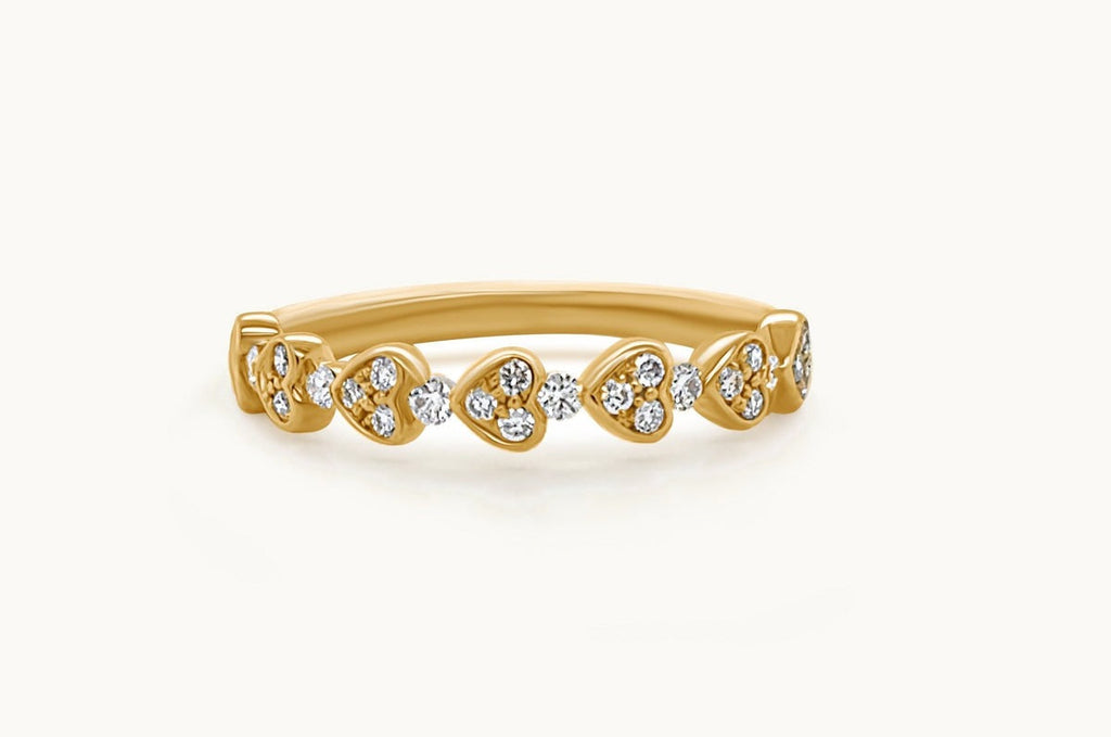 Ring 18kt Yellow Gold 7 Hearts & Diamonds