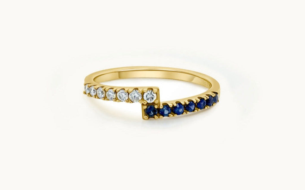 Ring 18kt Yellow Gold Blue Sapphires & Diamonds