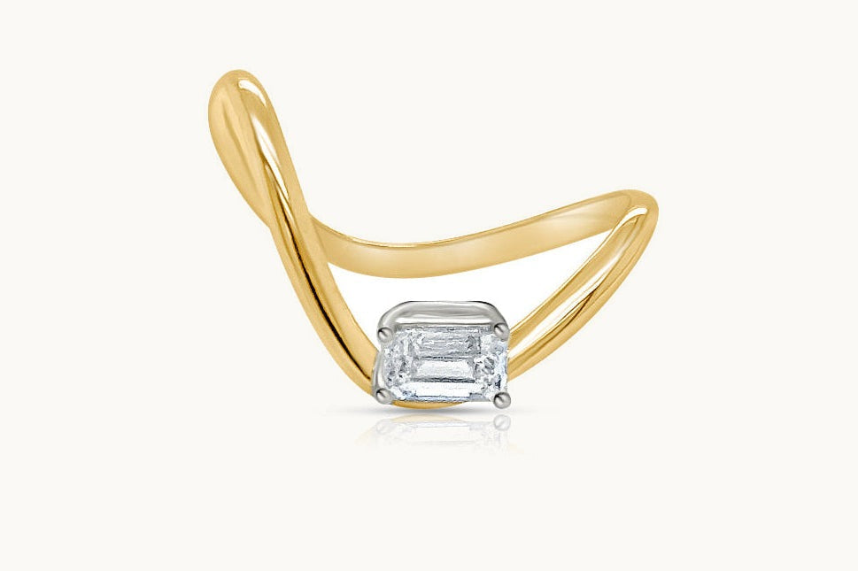 Ring 18kt Yellow Gold & Emerald Cut Diamond