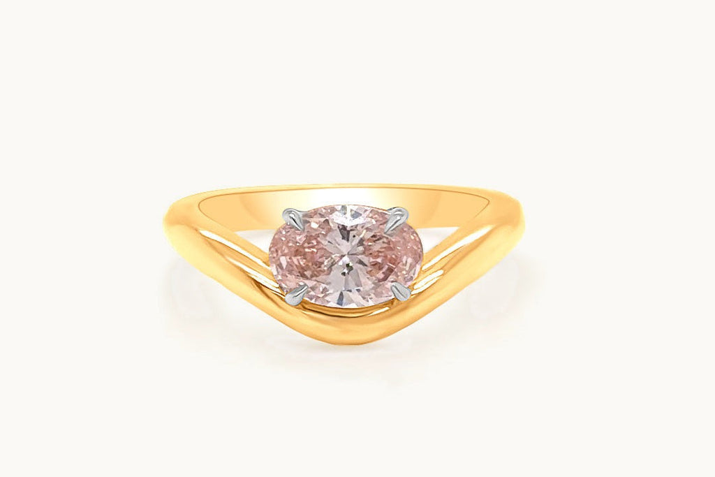 Ring 18kt Yellow Gold & Oval Lab Fancy Pink Diamond