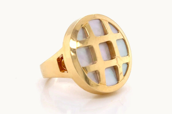 Ring Cartier Pasha Vintage Mother of Pearl Diamond 18k Yellow Gold