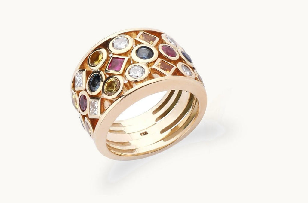 Ring Multicolor Sapphires & Diamonds in Gold