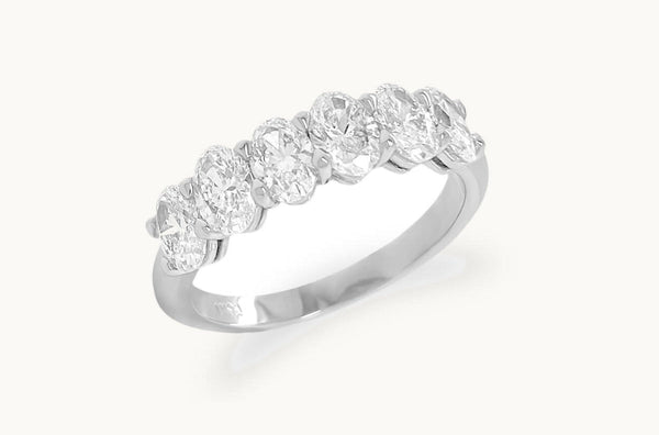 Ring Platinum 6 Oval Diamonds 1.47cts Band