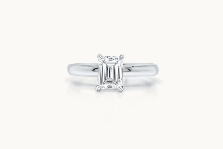 Ring Platinum GIA Solitaire Emerald Cut Diamond 1.01 cts H SI2