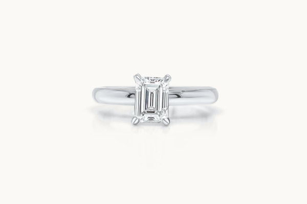 Ring Platinum GIA Solitaire Emerald Cut Diamond 1.01 cts H SI2