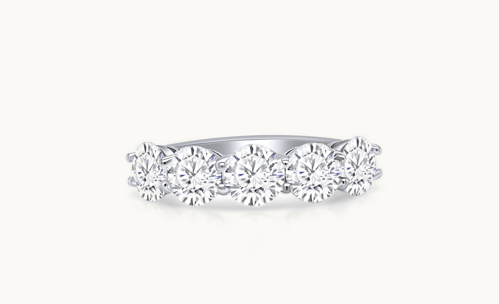 Ring Platinum Half Band 5 Diamonds 2.37 cts