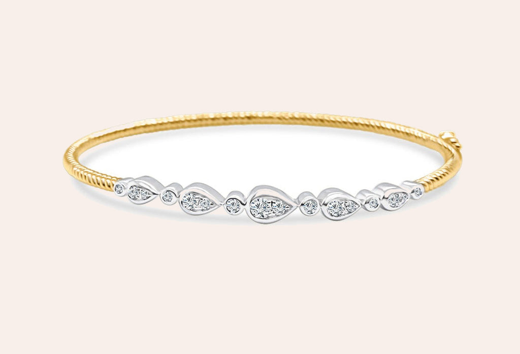 Bracelet 14kt Mixed Gold & Diamonds Bangle