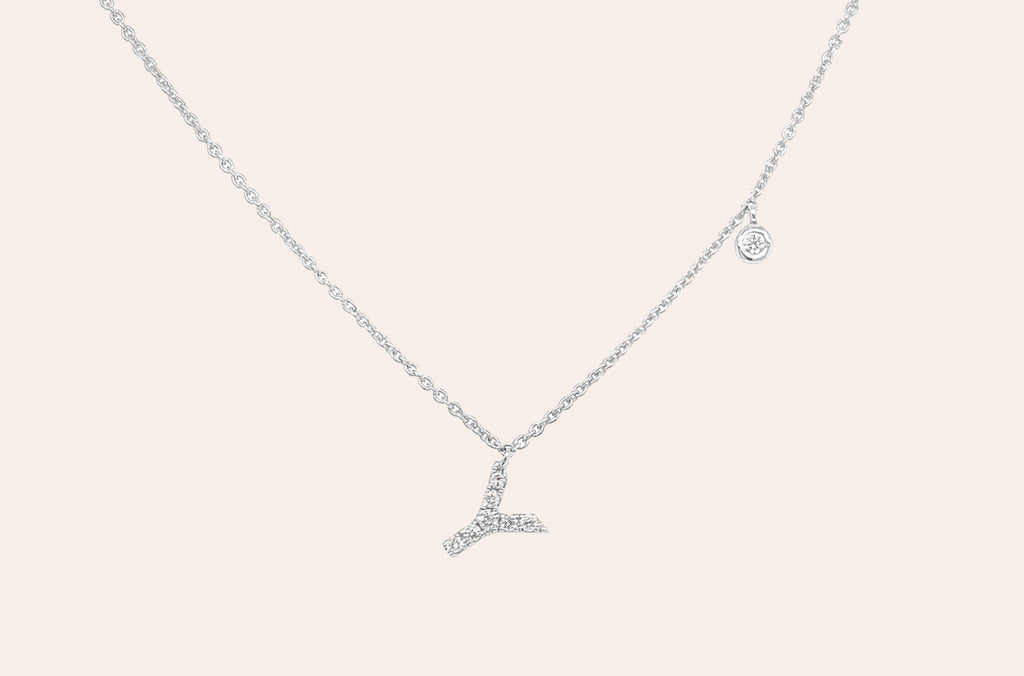 Necklace Initial Letter Y White Gold with Diamond