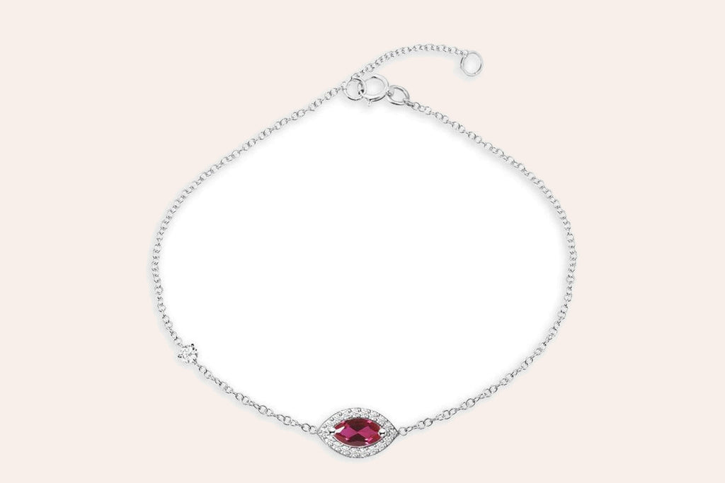 Bracelet 18kt Gold Center Marquise Gemstone Pave