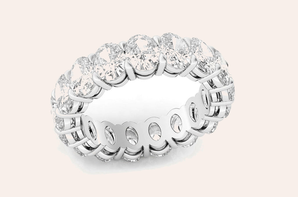 Eternity Ring 4.54 cts Oval Cut Diamonds & Platinum