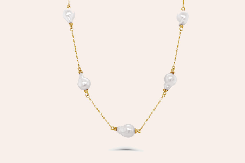 Necklace 14kt Yellow Gold Barroque South Sea Pearls & Chain