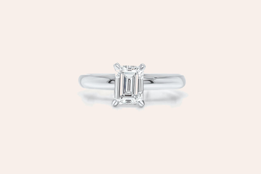 Ring Platinum GIA Solitaire Emerald Cut Diamond 1.01 cts H SI2