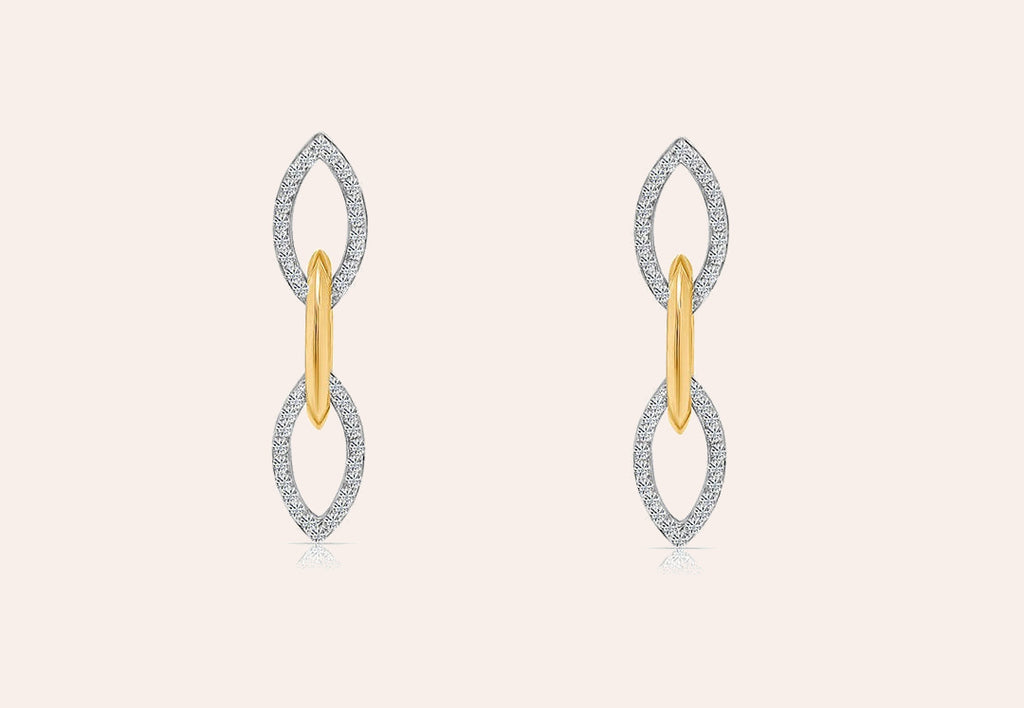 Earrings 14kt Mixed Gold & Diamonds links