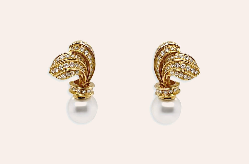 Earrings Classic 18kt Gold South Sea Pearls & Diamonds