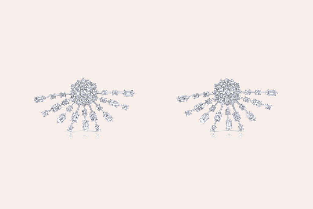 Earrings 18kt Gold Baguettes and Round Diamonds Stardusts