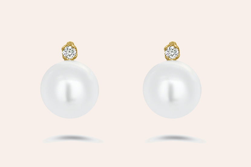 Earrings 14kt Gold Pearls & Diamonds
