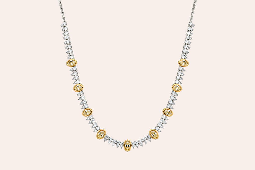 Necklace 18kt Gold Diamonds & Yellow Diamonds Tennis