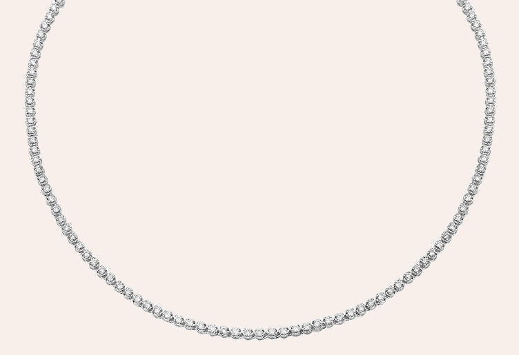 Necklace 18kt Gold Round Diamonds Adjustable Tennis 1.45 cts.