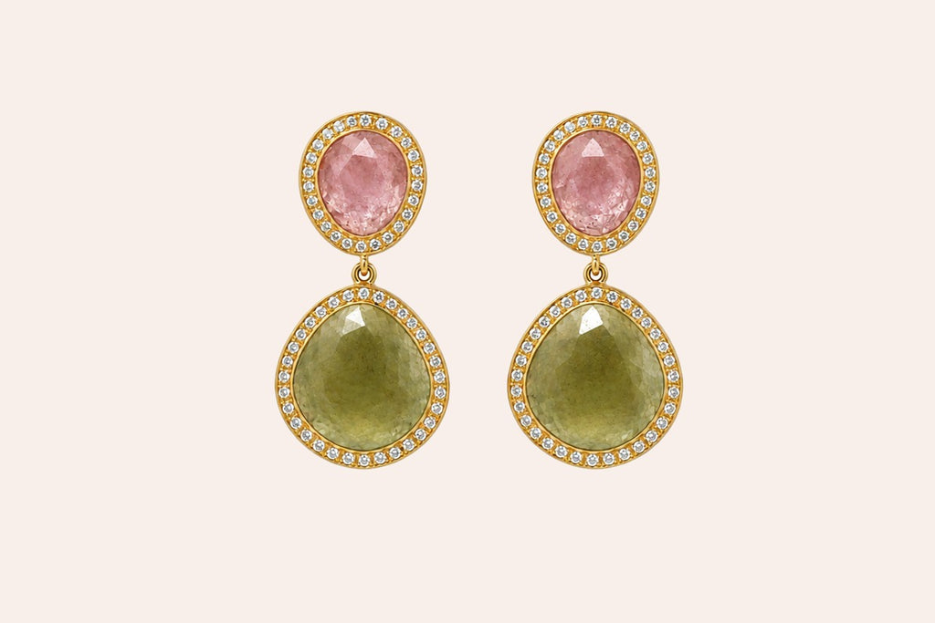 Earrings 14kt Gold Sapphires and Diamonds