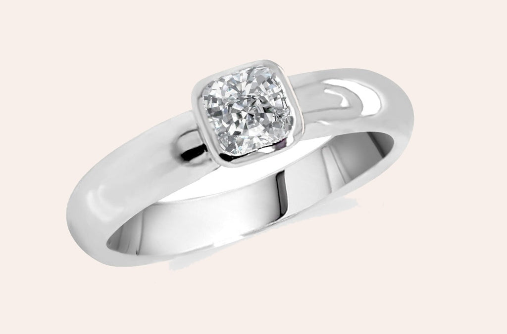 Ring Platinum Solitaire with Cushion Diamond I VS2 0.30 cts