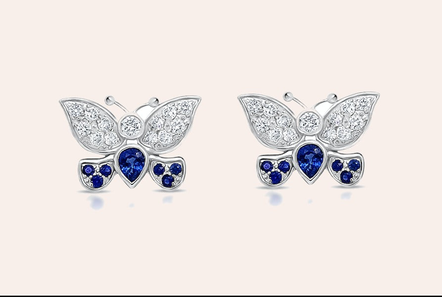 Earrings Butterfly 18kt Gold Sapphires & Diamonds