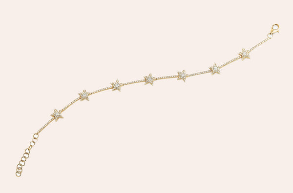 Bracelet 14kt Gold Stars & Diamonds