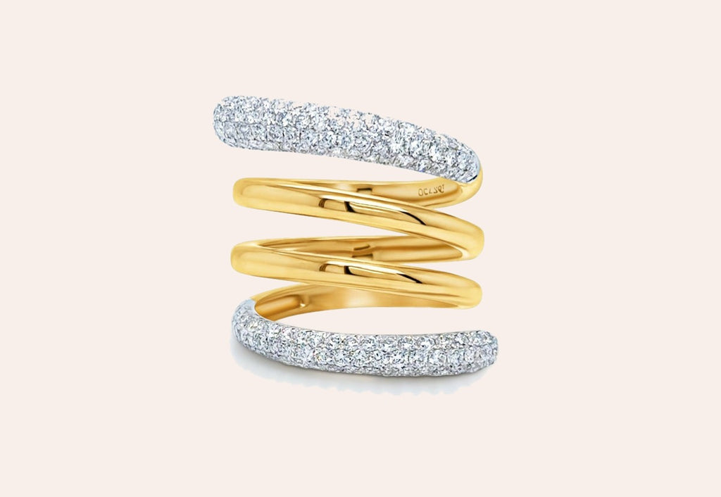 Ring Spiral Yellow Round Gold & Diamonds