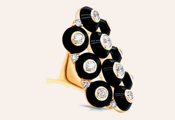 Maria Canale 18K Yellow Gold Pyramide Black Onyx Ring