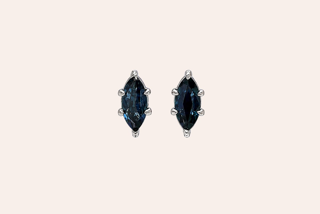 Earrings 14kt Gold Marquise Sapphire Studs