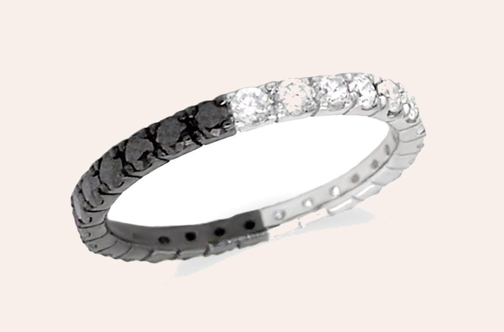 Eternity Ring 18kt Gold Black & White Diamonds