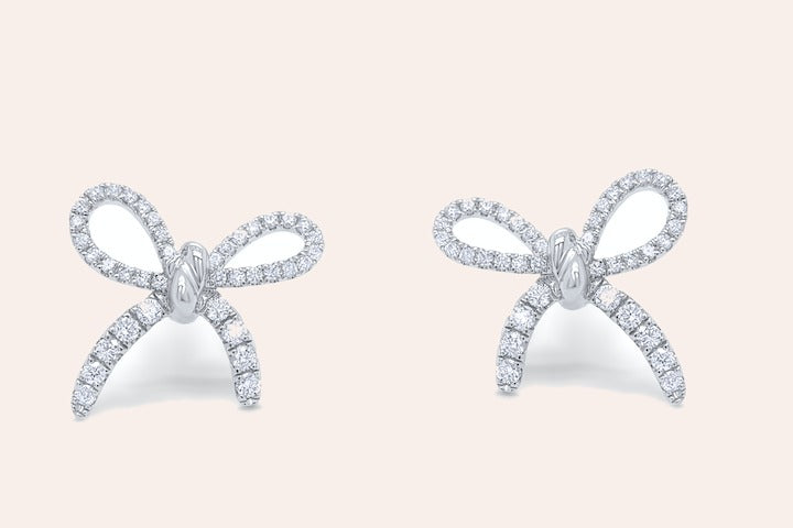 Earrings 18kt White Gold Bows with Diamonds
