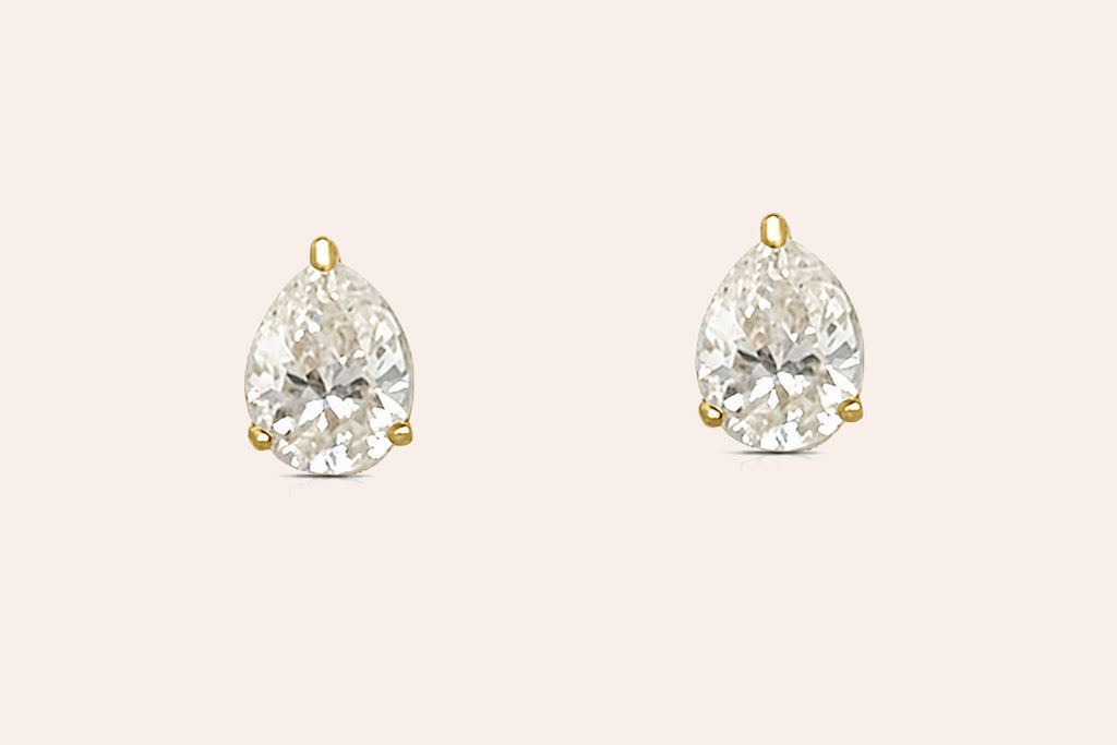 Mini Earrings 18kt Gold Diamonds Pear Studs