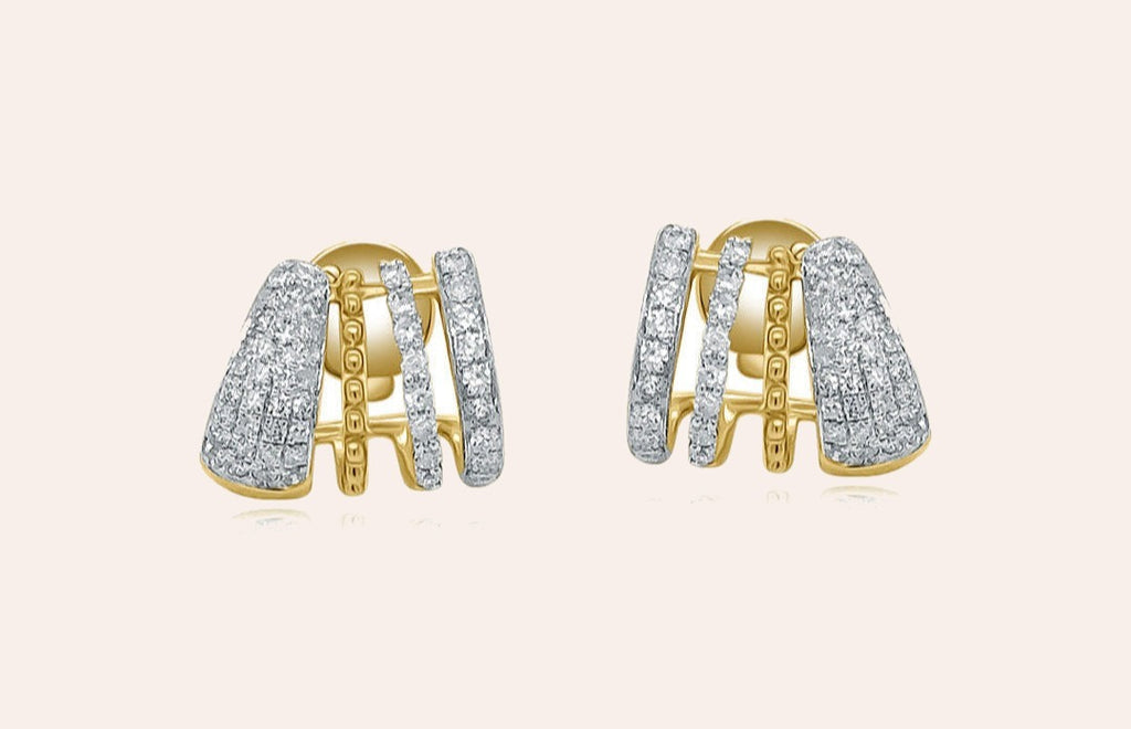Earrings 14kt Mixed Gold Lobe Stud & Diamonds