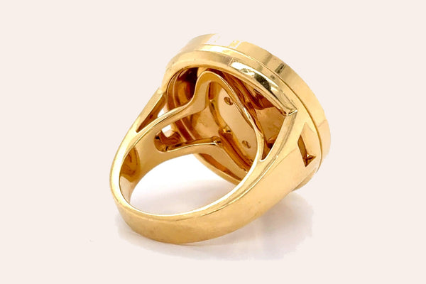 Ring Cartier Pasha Vintage Mother of Pearl Diamond 18k Yellow Gold